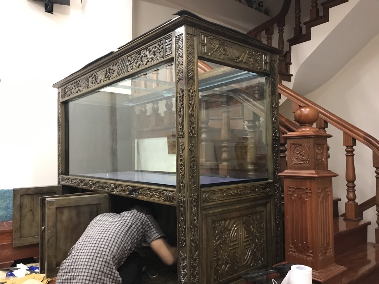 Thiết kế và thi công bể cá cho nhà anh Tú ở Long Biên Hà Nội