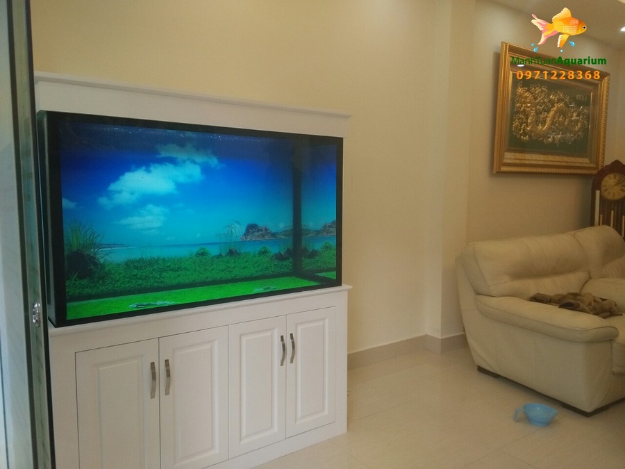 Thi công bể cá cho chị Hương nhà bán đảo Linh Đàm